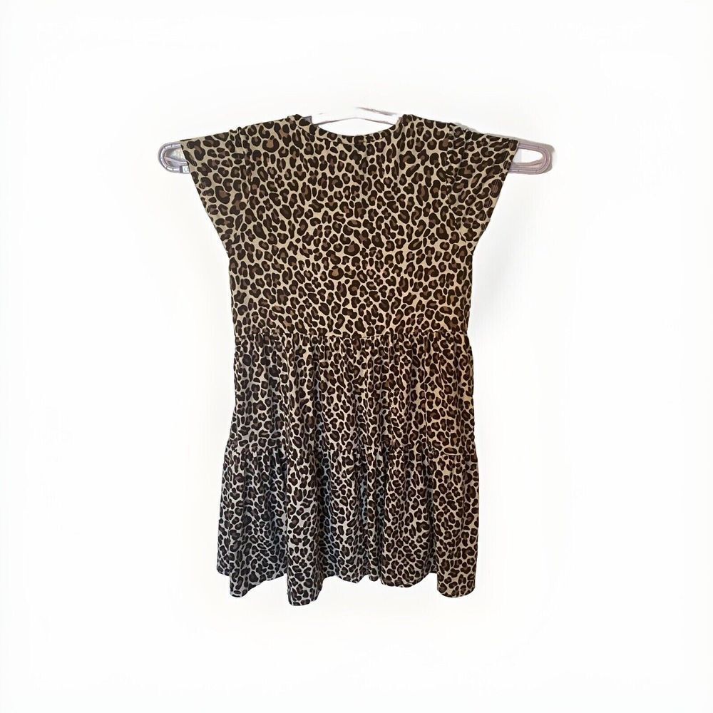 Lula Roe Leopards Dress Girls‎ Size XS Brown Polyester Blend Cut Short Sleeves